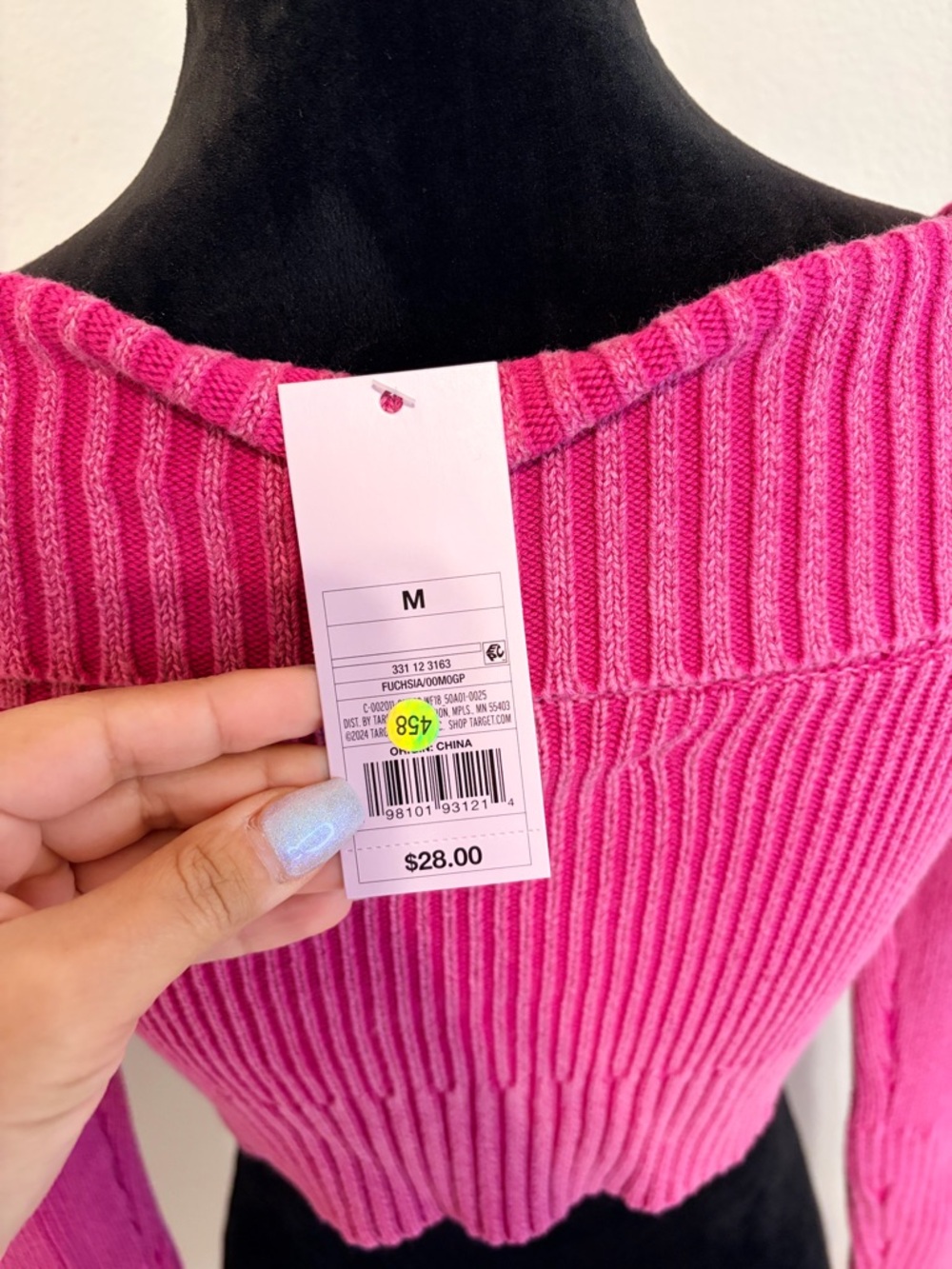 NWT Wild Fable Off-Shoulder Ribbed Zip-Front Sweater Cardigan - Hot Pink - Picture 3 of 10